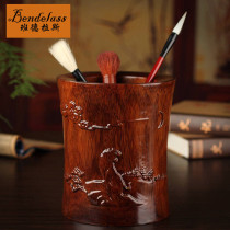 Bandras redwood craft relief raw tiger wood carving tiger pen tube new business gift