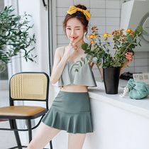 Swimsuit womens summer 2021 new cute Japanese small chest fresh split temperature spring students cover belly thin bathing suit