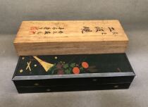Japan Meiji period wooden lacquerware flower pattern two-stage heavy inkstone box (not old package returned)
