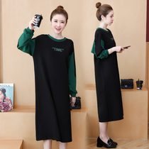 Large size womens clothing 2021 autumn new mid-length sweater dress fat sister lazy wind wild loose jacket