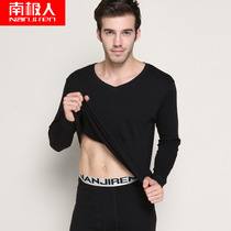 Mens autumn clothes and trousers set cotton V-collar youth cotton thermal underwear cotton sweater