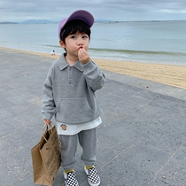 Monee boys 2021 spring and autumn new sports suit Korean version of foreign style cotton casual two-piece suit for children