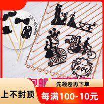 Black series cake decoration Birthday cake plug-in card Happy birthday plug-in card dessert table decoration 10 pieces