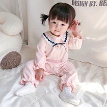 Net red newborn baby ha clothing autumn female baby cute princess jumpsuit full moon clothing shirt spring and autumn