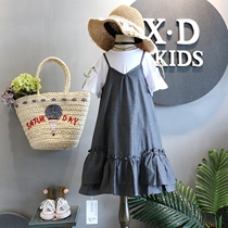 Do not return do not change summer clothes New Girl taste lace short sleeve T-shirt suspender cotton skirt two-piece suit