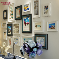 Solid wood photo wall Living room photo frame wall hanging wall Modern simple dining room entrance free hole European combination decorative painting