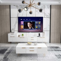 TV cabinet Modern simple coffee table combination Nordic living room wall cabinet Small household bedroom light luxury TV cabinet