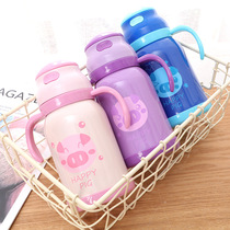 304 stainless steel Childrens thermos cup cartoon thermos pot male and female students with baby cold straws water Cup