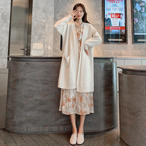 Pregnant Woman Spring Dress Dress Dress Fashion Suit 2022 New Nets Red-in-the-spring-style cardiovert blouses and two sets of damp moms