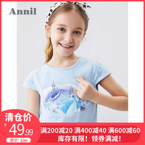 Girls Cinderella Anna Kids Girls T-Shirt Summer Sweet Print Short Sleeve