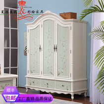 American painted solid wood fresh almond white wardrobe Two-door three-door four-door wardrobe
