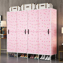 Cloth wardrobe simple fabric Oxford cloth wardrobe steel pipe thickening reinforcement household Full steel frame thickening assembly hanging wardrobe