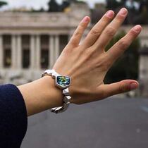 Special Spanish counter procurement UNOde50 luxury blue crystal cowhide bracelet handmade exaggerated European and American INS