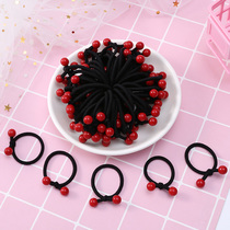 Korean childrens head rope hipster womens line Hairband personality hair rope tie hair accessories cute red bead rubber band