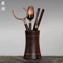 Tea Walk Six Gentlemen Suit Tea Set Accessories Black Sandalwood Solid Wood Home Tea Art Pendulum Pieces Tea Clip Utiliti Tea Tea Making Tools
