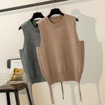 Spring and Autumn Wear Vest Knitted Ribbon Sweater Pitching Womens Shirt Japanese Style Wear and Shoulder