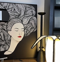 Red brick house Onevoice homemade black and white line woman painting murals