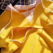 2021 autumn new long-sleeved nursing sweater Early autumn loose maternity clothes Feeding clothes Tide mother feeding clothes top