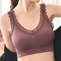 The new bandeau without steel back gathered underwear womens Korean version sexy lace bra anti-sagging wild wrap breast