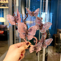 Hanfu headdress hair hoop female Korean minimalist Net red butterfly hair card pressure hair fresh and cute outside wearing fashion headband