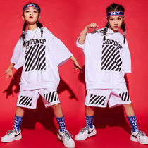 Less Son Street Dance Suit Boy Hip Hop Wave Girls Dress Handsome Performance Clothes Summer Short Sleeve Big Boy Hiphop