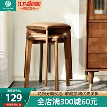 Solid Wood square stool household small stool living room dining bench low stool economical modern simple creative soft bag makeup stool