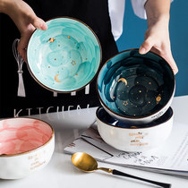 Nordic ceramic breakfast salad bowl ins large single net red cute eating bowl home fruit dessert noodle bowl