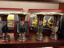  Brilliant Chinese ZunDai Jialin jade carving and cloisonne combined with turquoise jasper Turquoise and white jade white jade