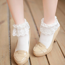 Japanese Korean soft girl soft girl pure color cotton cute princess cute JK socks lace short socks female spring summer cos