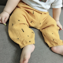  Baby mosquito-proof pants summer ultra-thin gauze large pp pants 0-5 years old pure cotton linen Harlan pants baby bloomers tide