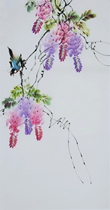 Three-foot freehand flower-and-bird painting (823) Chinese painting Bird wisteria calligraphy painting without style vertical