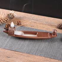 Retro fishing boat incense plug back fragrance home ornaments thread incense stove ceramic gift purification air indoor household