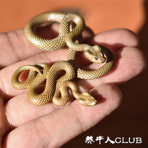 Cattle breed pure copper Viper ghosts snake twelve Zodiac keychain pendant brass
