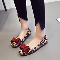 Chao brand 2021 New Square head shallow mouth womens shoes flat sole shoes Joker BAO WEN Bean shoes Korean version trendy shoes