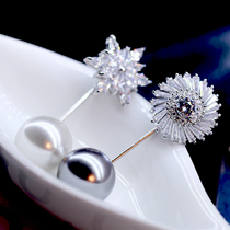 Thick clothes sweater coat buckle pin set with zircon flower beads word pin pin buckle accessory brooch