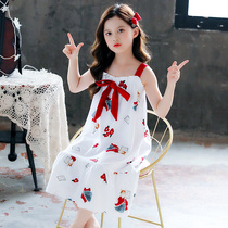 Girls Night Dress summer cotton sleeveless thin childrens pajamas Girls summer cool suspender dress home clothes