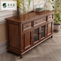 American solid wood dining side cabinet wine cabinet integrated wall ash wood kitchen dining cabinet storage wine storage cupboard