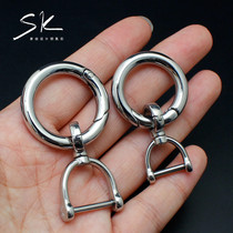  316 stainless steel mens handmade car car keychain 360 degree rotating horseshoe buckle spring open ring waist pendant