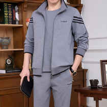 Middle-aged casual suit mens spring and autumn middle-aged sportswear three-piece father outfit mens sportswear