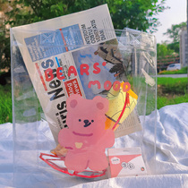 ins summer fashion cute minimalist Cartoon Little Bear Transparent Teenage Jelly Bag Single Shoulder Travel Hand Beach Bag