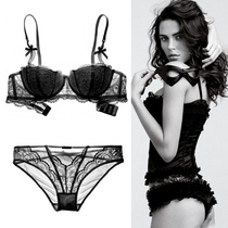 European and American bra set does not gather adjustment bra Sexy lace thin underwear spring D cup E cup large size small chest