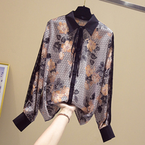 Korean Ocean Snow Textile Shirt Woman 2020 Spring Dress New Woman Long Sleeve Printed Lace Shirt Lady Fashion Blouse
