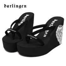 New summer DR new products high heel fashion slope heels thick bottom herringslip slippers women Summer Sea beach wear non-slip