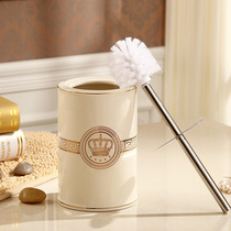 Toilet toilet brush set European ceramic bathroom toilet brush long handle with base toilet brush holder