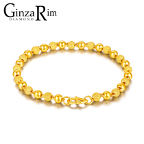 Ginza Rim gold bracelet Mens and womens pure gold 999 transfer beads Pure gold bracelet frosted beads round bead bracelet