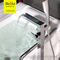 Beritu bathtub faucet floor shower set all copper hot and cold vertical cylinder side bathtub faucet