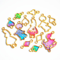 miss Chen diy crystal drop glue uv resin glue Alice series playing card ring frame