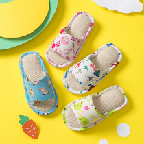 Childrens slippers children home indoor spring autumn summer and winter seasons linen home non-slip cotton linen home parent-child baby