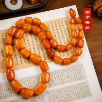 (Swallow Zhenpin) 97 grams of natural Old Beeswax barrel beads tower chain necklace Amber Buddha beads men and women