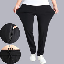 2021 spring and autumn mens sports pants elastic waist size straight tube pants middle aged and elderly high waist loose cotton casual pants